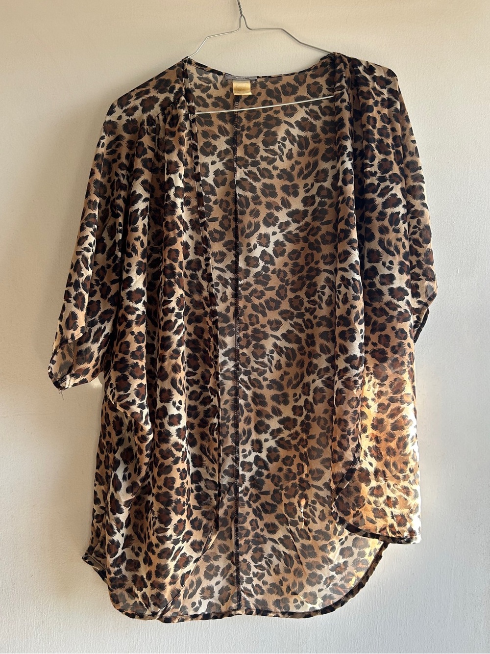 Sheer Leopard Print Boho Kimono Cardigan - Size Small - Women’s